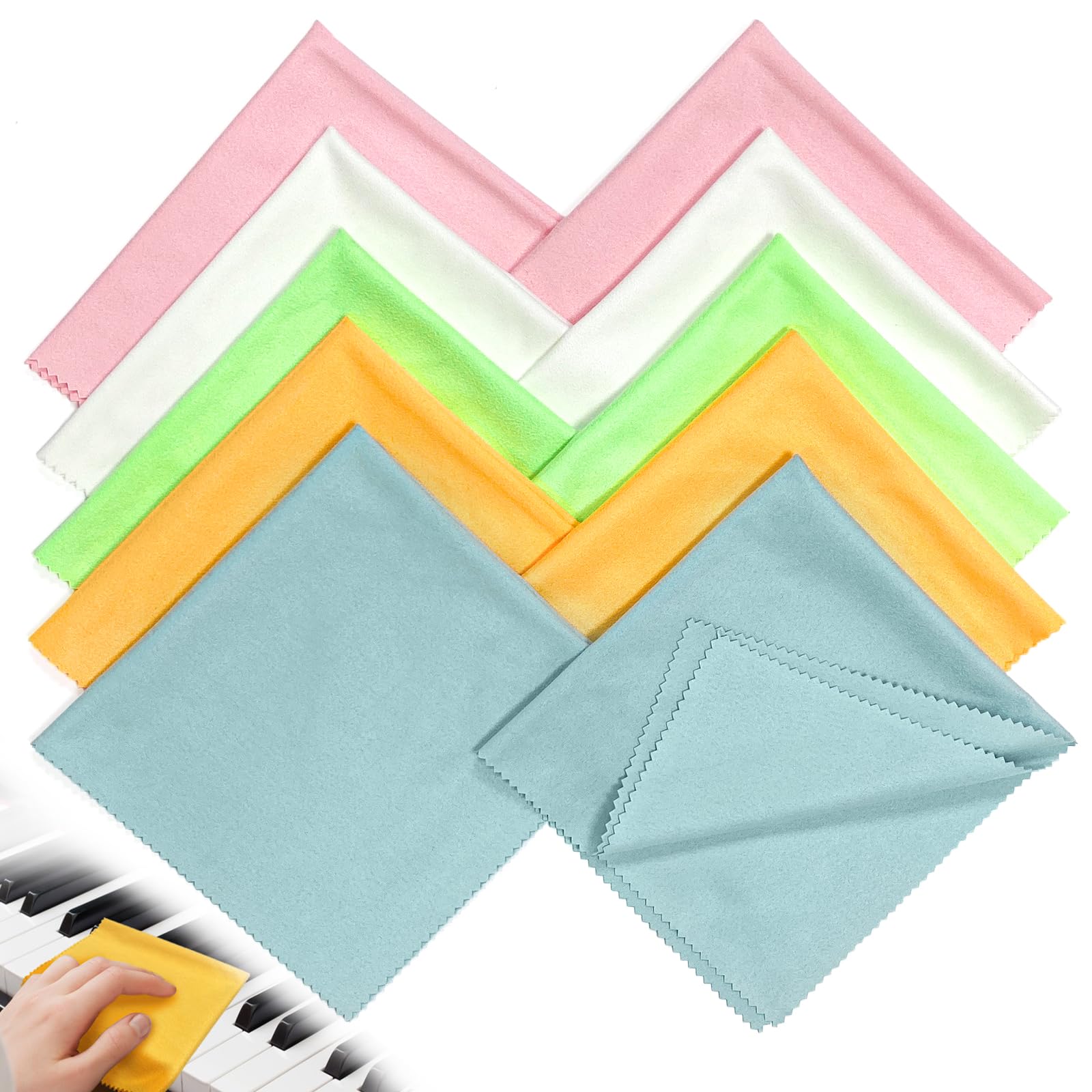 Bellanova Lot de 10 Chiffons Microfibre pour Instruments de Musique 30×30 cm, Nettoyage Piano, Guitare, Violon et Instruments à Vent (10)