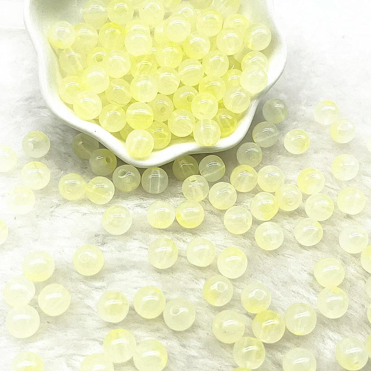 HUIOYG 50pcs 8mm Double Acrylic Beads Loose Spacer Beads for Jewelry Making