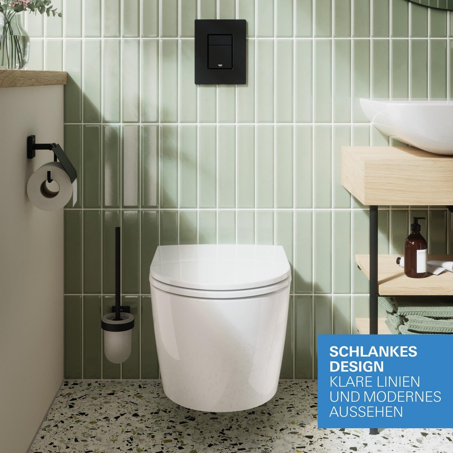GROHE Start Round, Wand WC-Set (für Unterputz-Spülkästen, spülrandlos, mit Soft-Close Deckel, werkzeuglos abnehmbar, inkl. Befestigungsset, Spülmenge 3/5 l), alpinweiß, 103848SH00