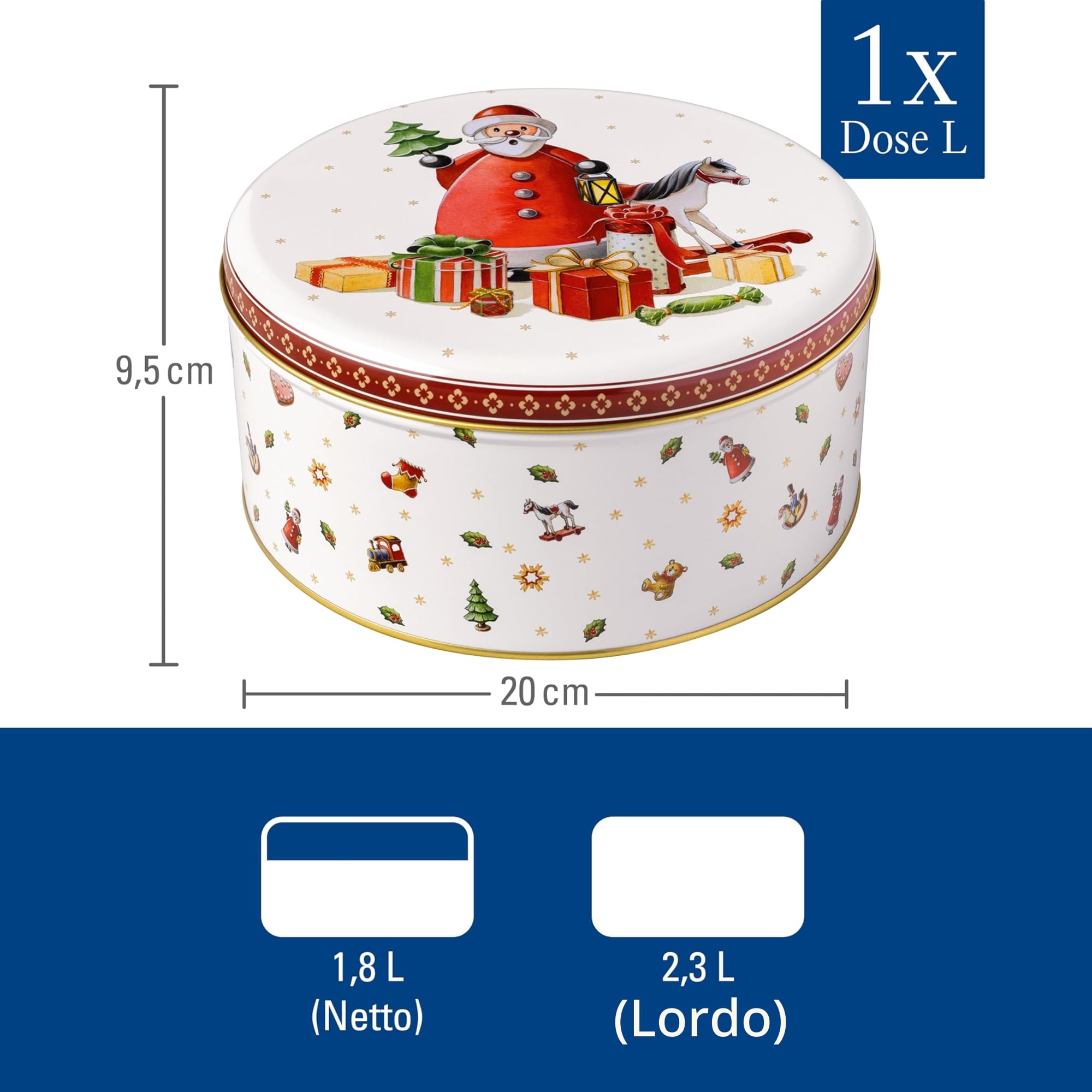 Villeroy & Boch - Winter Collage Set di Biscottiere Variopinto, Scatola di Biscotti, Biscottiera, Scatoline Biscotti, Decorazioni per la Casa, Xmas, Natale, Metallo
