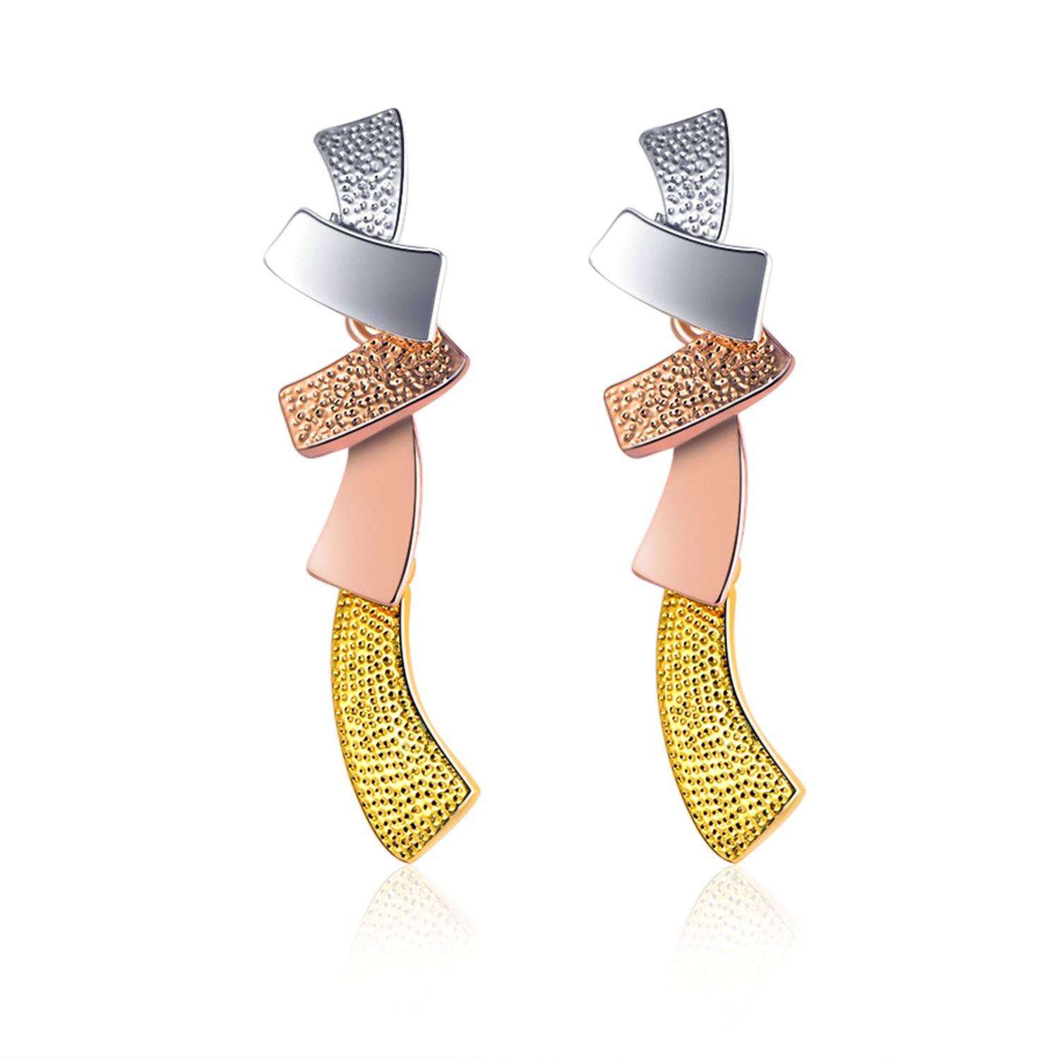 Colorful Life Tri-color Surgical Stainless Steel Dangle Earrings for Women