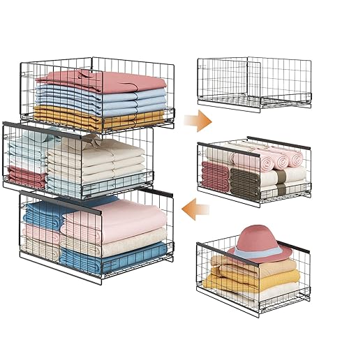 JKsmart 3-Tier Stackable Closet Organizers and Drawer Storage Shelves -