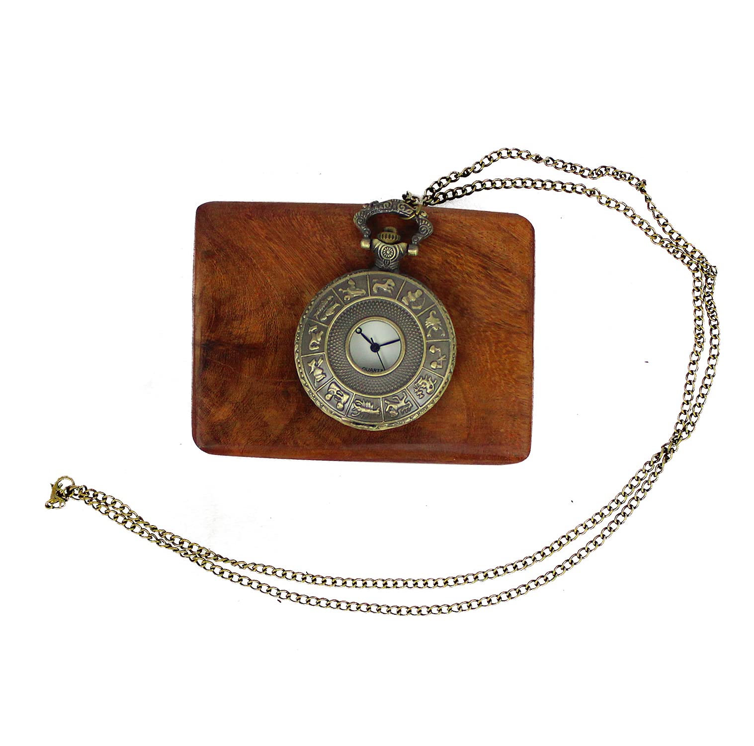 ARTVARKO Antique Style Pocket Watch Rashi Signs on Cover with Roman Numbers in Wooden Box (B09PJ7TVR8) Amazon Price History, Amazon Price Tracker
