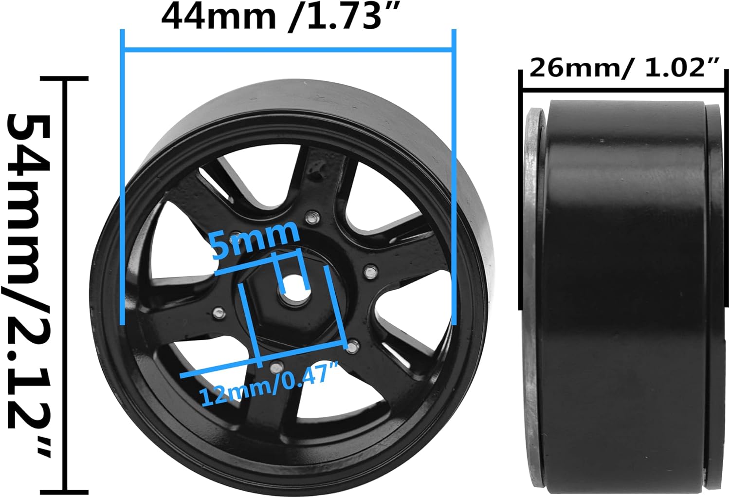 Metal 1.9'' Beadlock Wheel Rims 1.9 Wheels 12mm Hex Hubs Compatible with Axial SCX10 SCX10-ii SCX10-iii Traxxas TRX4 RC4WD D90 Gen7 Gen7 1/10 RC Crawler, 4Pack