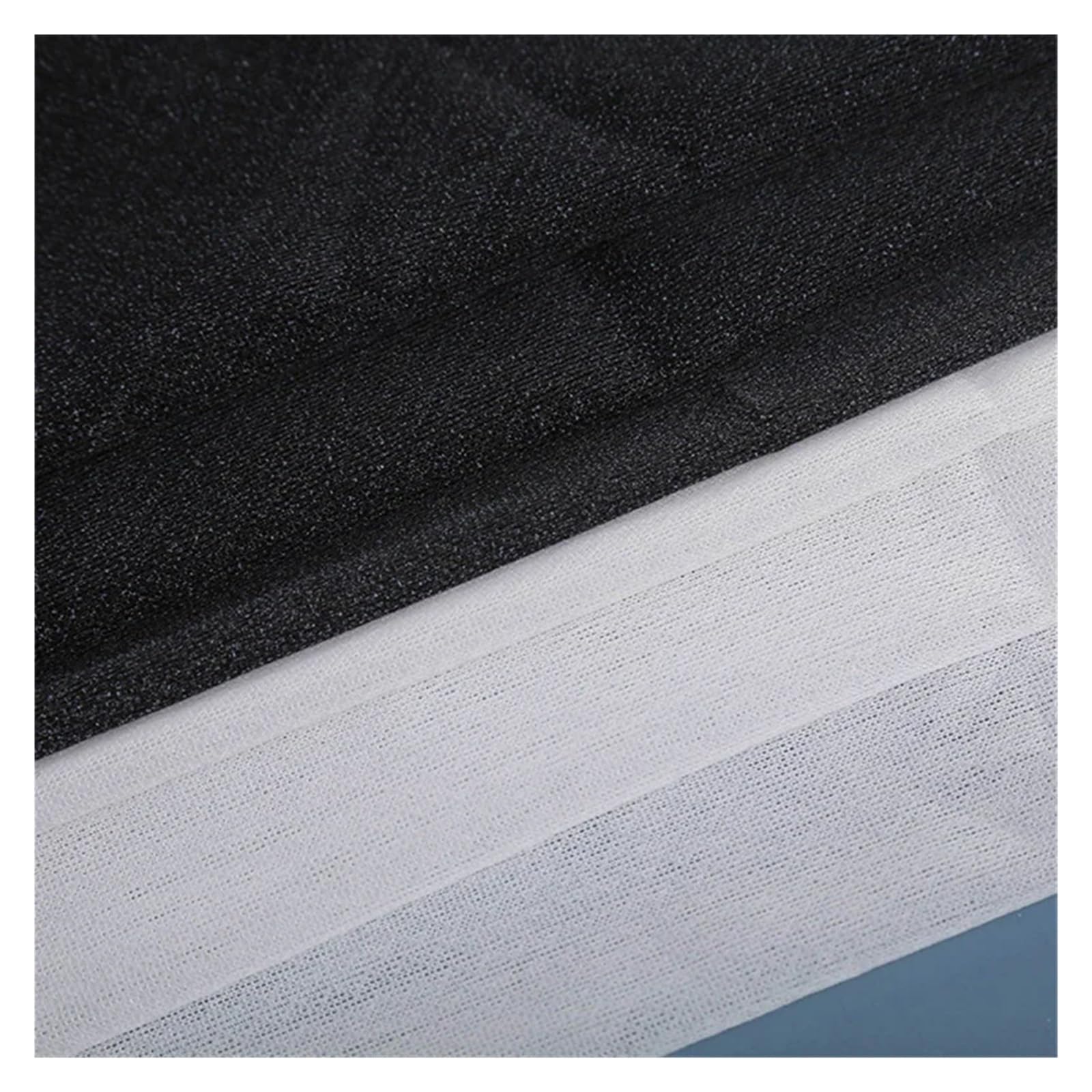 Tessuto Termoadesiva Interfodera Fodera Adesiva Elastica Lavorata a Maglia su Quattro Lati, Lavabile, Morbida, in Tessuto, for Fai da Te, Cucito, Patchwork, Accessori(Black 5x1.5m)