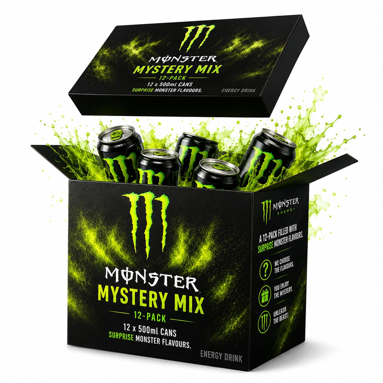MONSTER - Energy Mystery Mix Energy Drink Variety Pack (12 Cans) 500ml Each, By COUGAR | Assorted Monster Energy Flavours Selection Box | Mixed Energy Beverage Collection For Sampling & Sharing | Surprise Flavour Multipack – (Imported-USA)-image-24