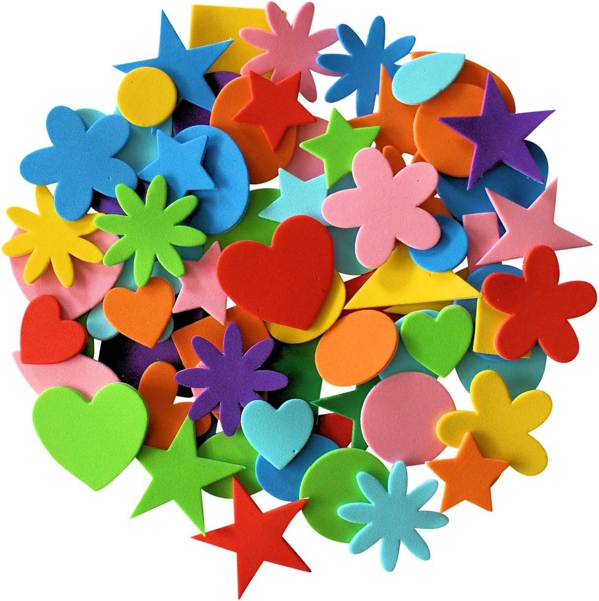 Kids B Crafty 180 Self-Adhesive Craft Foam Stickers - Kids Stickers, Assorted Shapes and Colours, Sticky Craft Supplies for Scrapbooking, Card Making, and DIY Projects