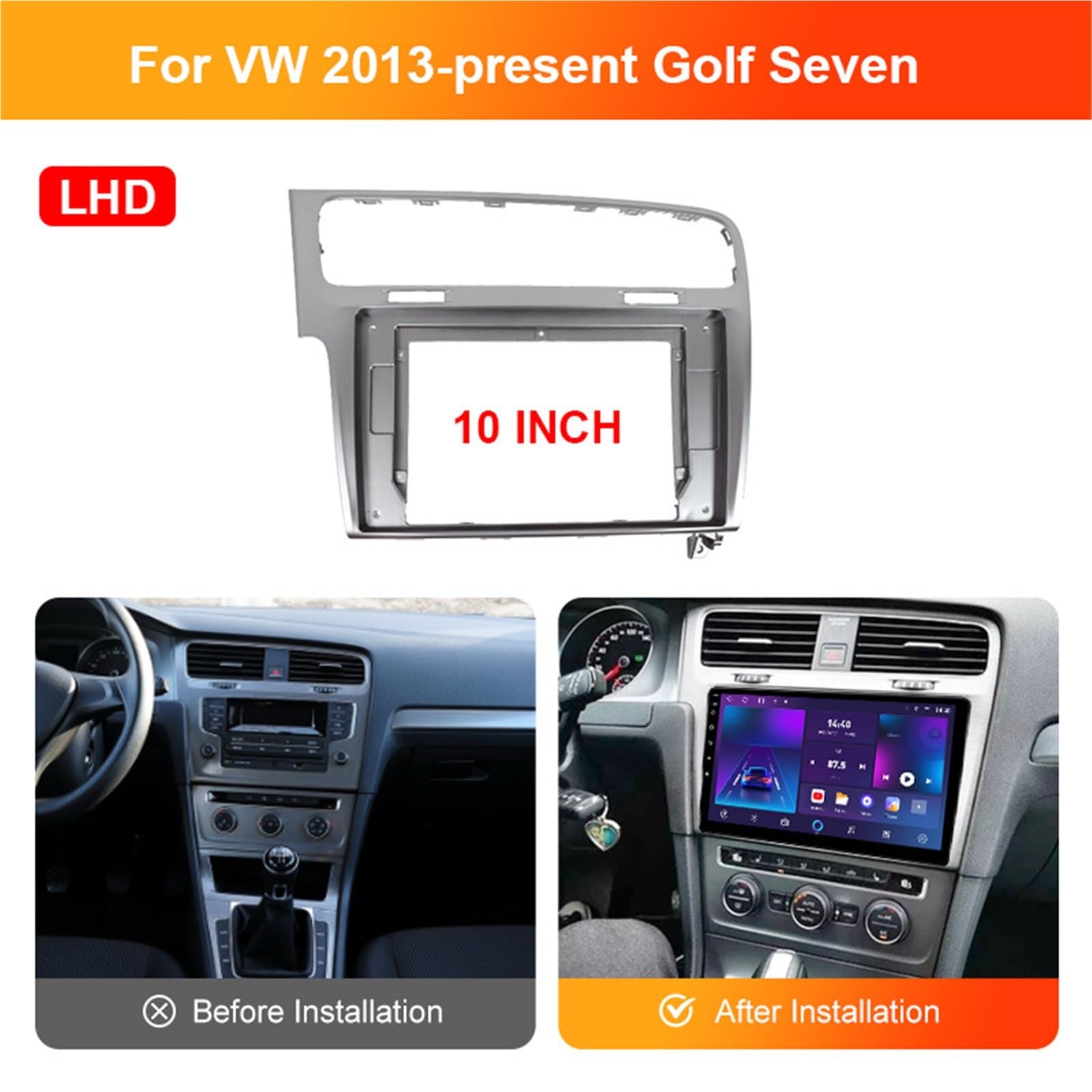 Cadre Radio Panneau de façade d'autoradio pour VW Golf 7 2013+, Cadre de Tableau de Bord, Lecteur multimédia Android, câble avec Canbus