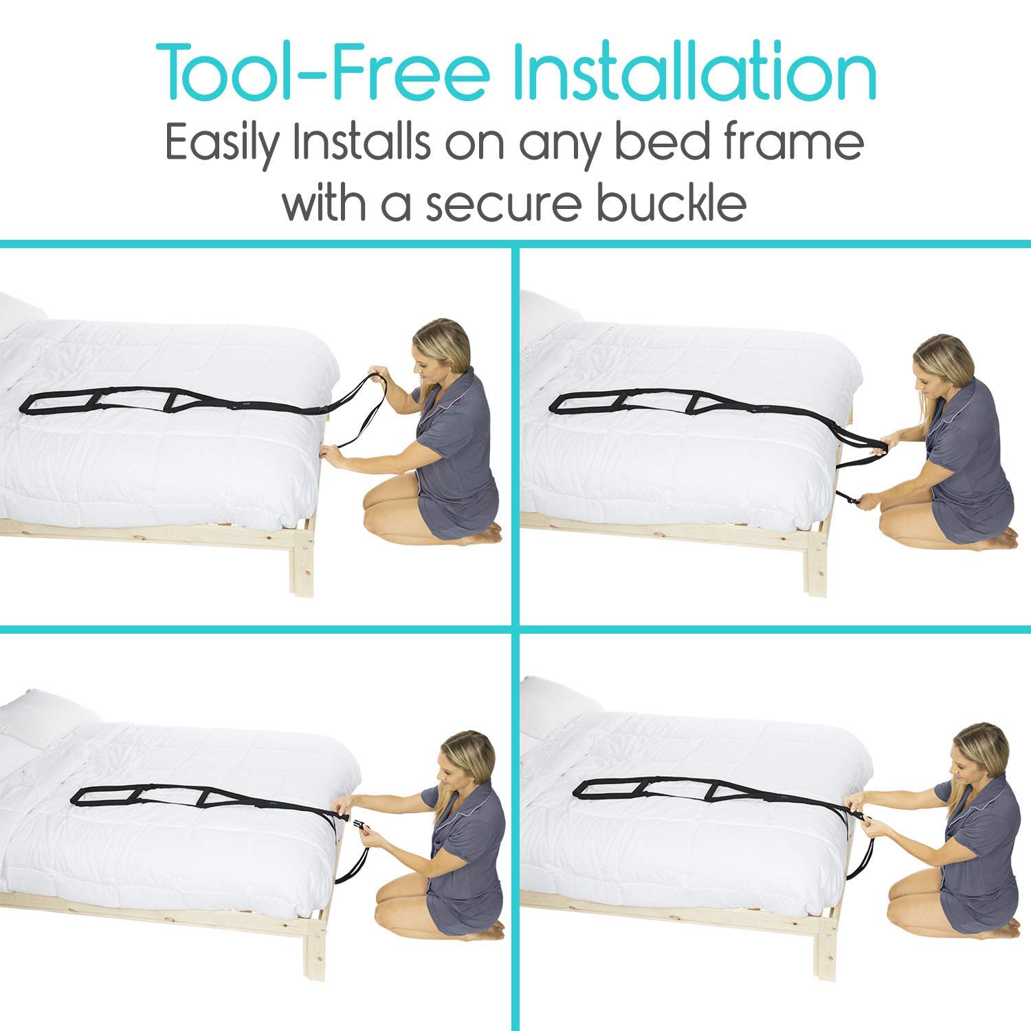 Vive Bed Ladder Assist Pull Up Assist Device With Handle Strap Rope