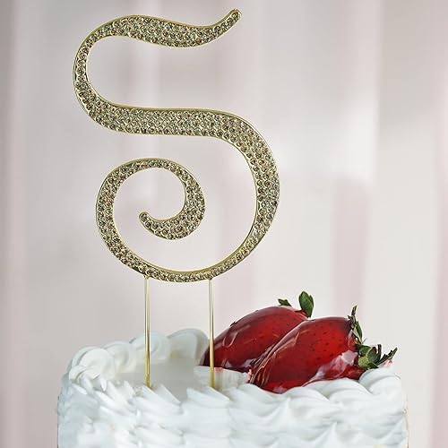 Miniatura 8 de Efavormart - Decoración para tartas de 4.5 pulgadas de alto con diamantes de imitación dorados brillantes para bodas, fiestas de cumpleaños, eventos