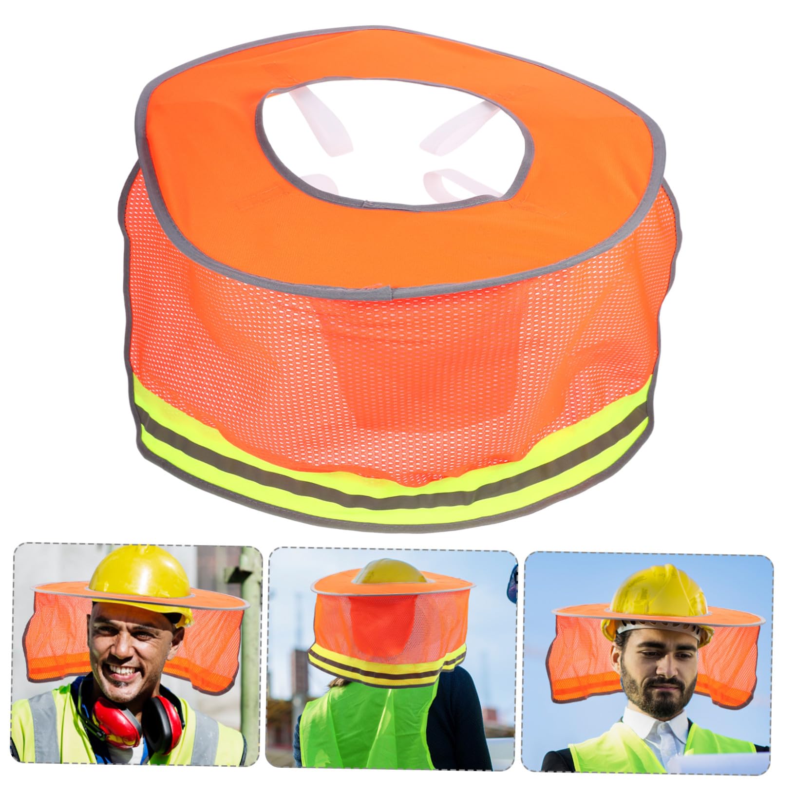 iplusmile 5 Pièces Protection Solaire Réfléchissante pour Casque de Sécurité Orange Pare Soleil Respirant pour Chantier avec Visière et Protection Nuque Solaire Construction pour Travail