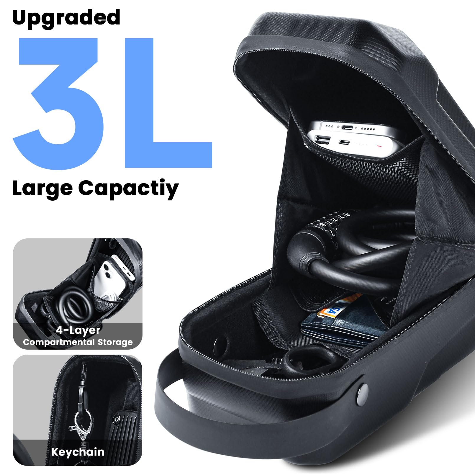CHICLEW Sac de Trottinette Électrique, Sac de Rangement pour Scooter Étanche Sacoche Guidon de Grande Capacité pour Xiaomi MI Mijia M365 Pro Sedway Ninebot ES1/ES2/ES3/ES4