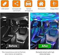 Vista 5 de Proyector de luz nocturna USB estrella, lámpara de atmósfera portátil activada por sonido para techo de automóvil, luz decorativa ajustable