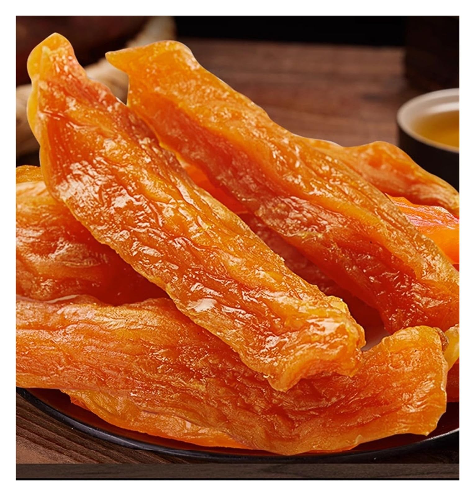 250 g de chips de batata al vapor, elaborados mediante un proceso de tres vapores y tres secados al sol, suaves, masticables y dulces.(4bag)