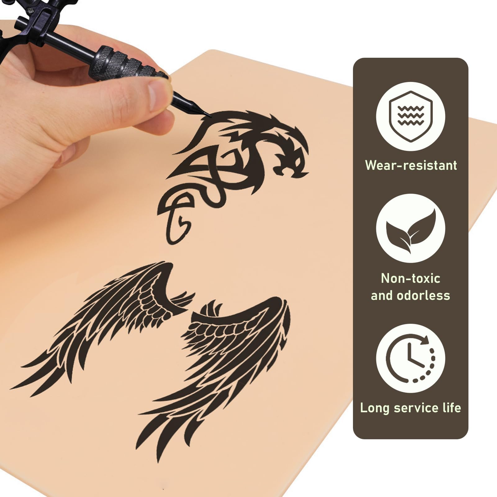 12 Piezas Piel Sintética para Tatuaje, Silicona Piel de Tatuaje Doble Cara Piel de Práctica en Silicona Flexible para Microblading Cejas y Tatuajes Máquina Agujas Uso Profesional y Principiantes