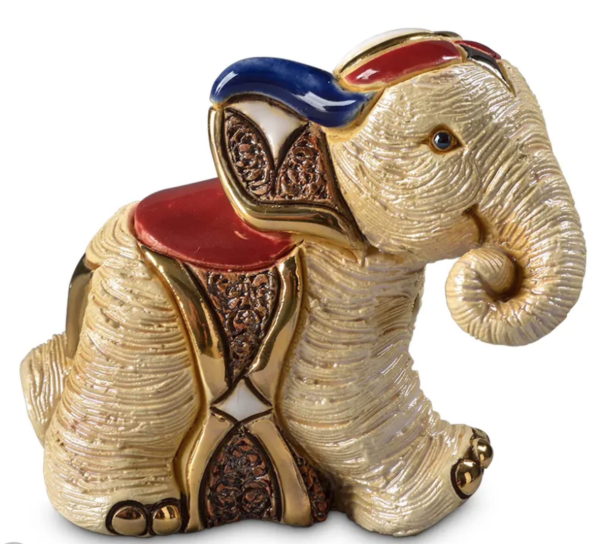 De Rosa Handmade Sculpted Ceramic Baby Sumatran Elephant Figurine Family Collection