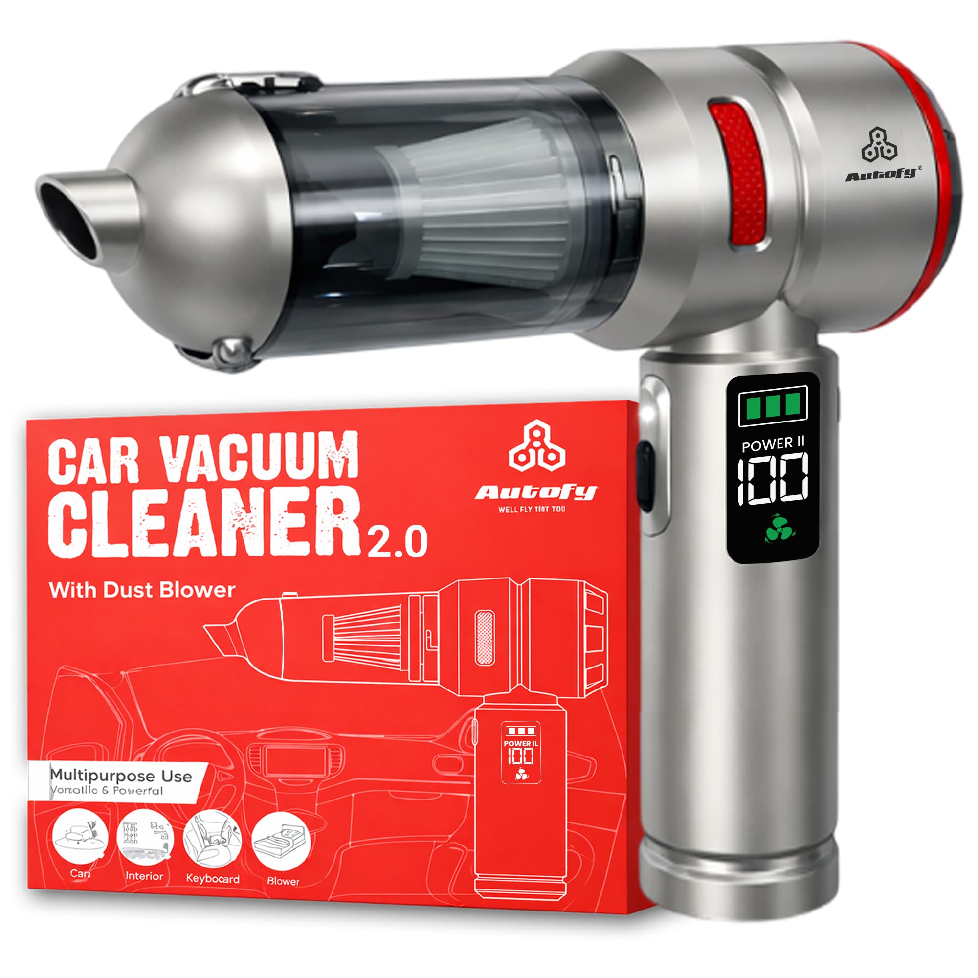 Autofy Storm 3 [4-in-1] Powerful & Fully Wireless Car Vacuum Cleaner A