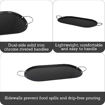 IMUSA USA IMU-52015 Carbon Steel Oval Shaped Comal/Griddle 17-Inch, Black
