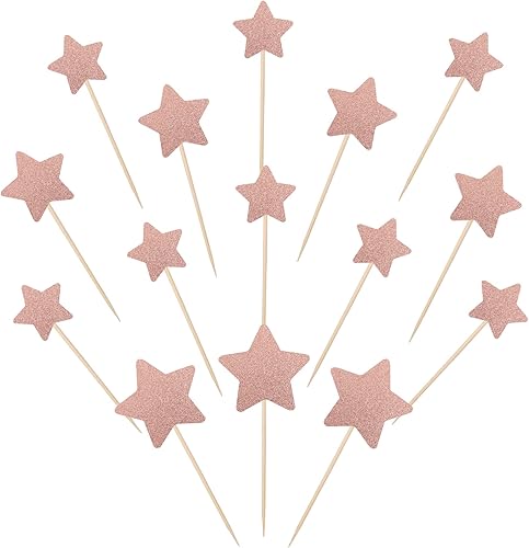 Miniatura 105 de 30 piezas de adornos de estrella para cupcakes con purpurina montados con estrella centelleante, para boda, compromiso, despedida de soltera, fiesta