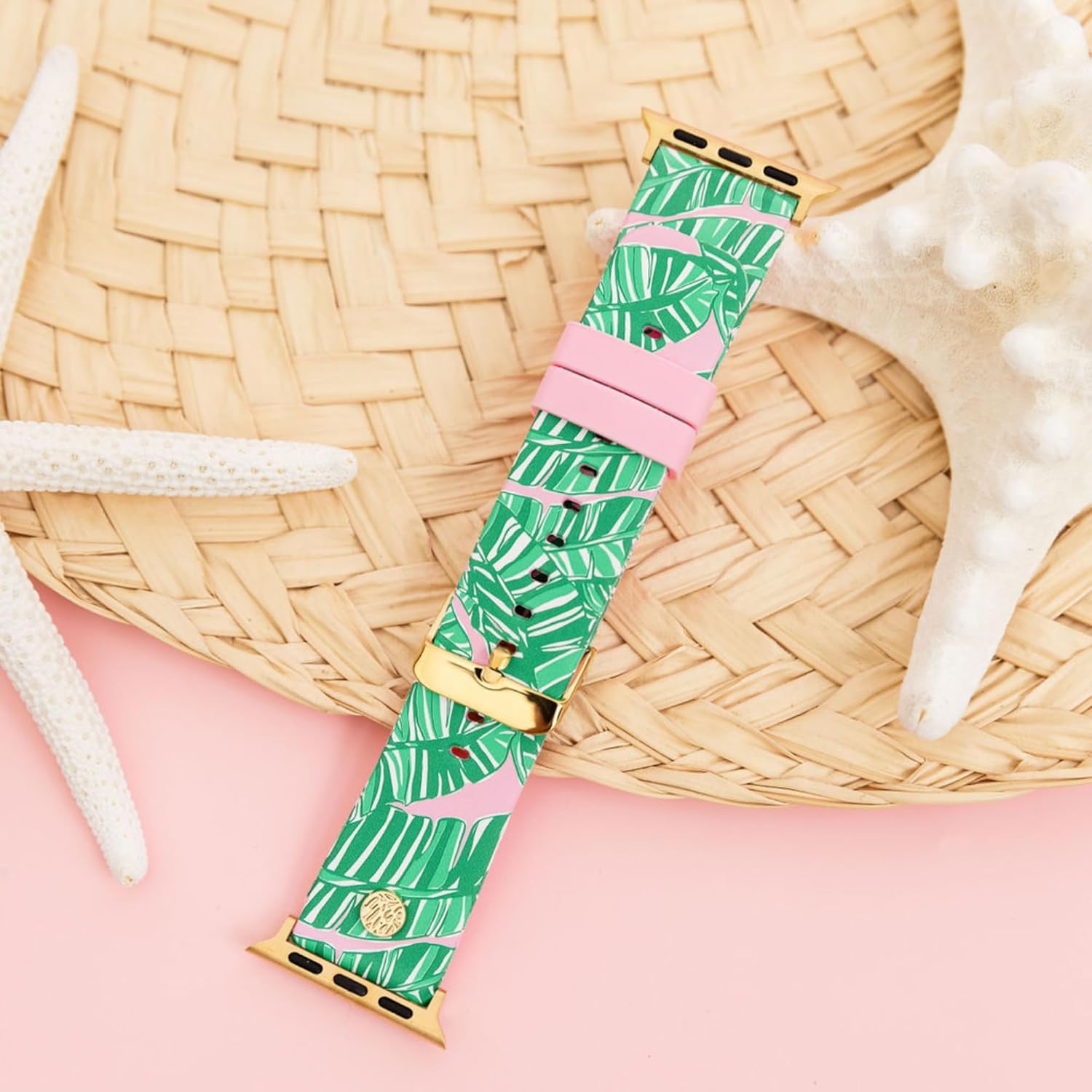 Lilly Pulitzer Silicone Smart Watch Band for Women, Sized to Fit 38mm 40mm 42mm & 44mm Smartwatches, Compatible with Apple Watch Series 1-6 and SE, Let's Go Bananas Pattern