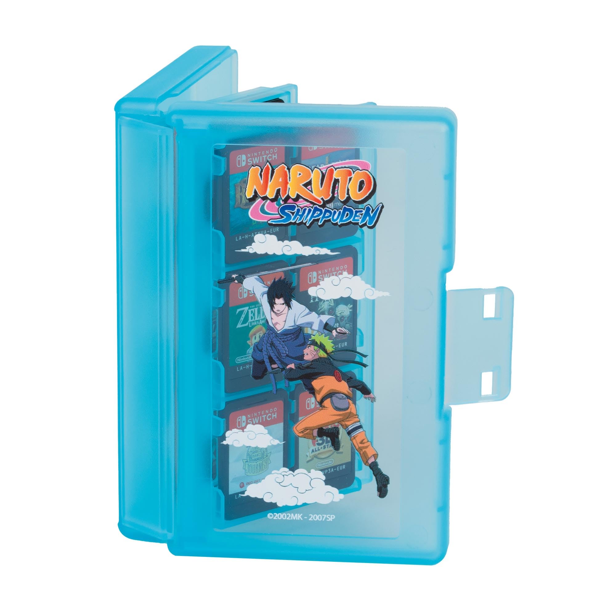 Konix Naruto Shippuden Schutz- und Transportbox für Nintendo Switch Spielkassetten - 24 Fächer - Naruto und Sasuke Motiv - Blau