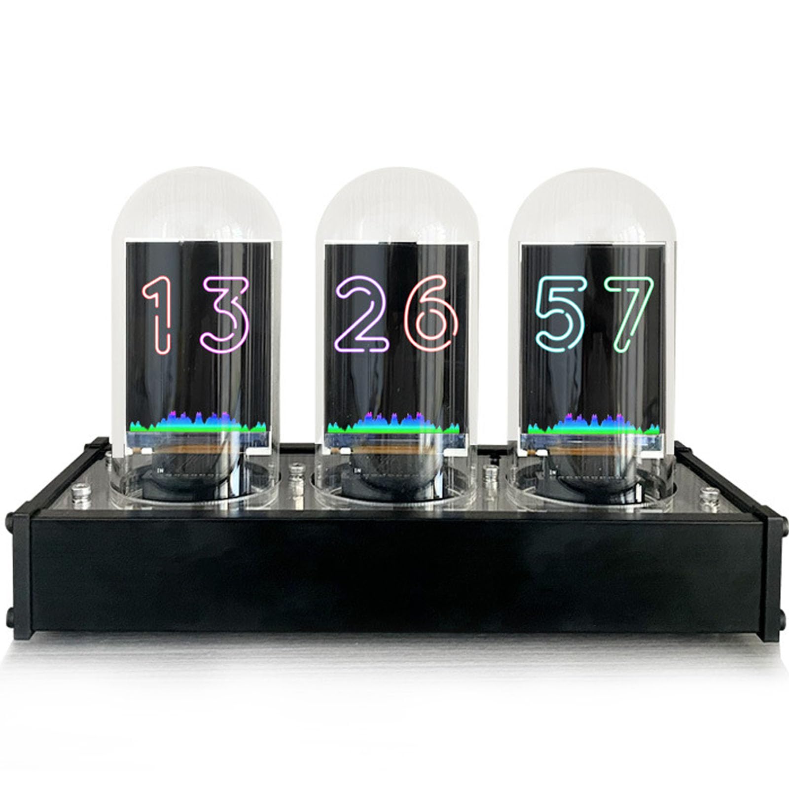 Vila Smo Rgb Digital Nixie Tube Clock, Electronic Tube Clocks With Music Spectrum, Digital Time Date Display, Customize Photo, Usb Power, For Living Rooms, Desktops, Bedroom And E-Sports Room