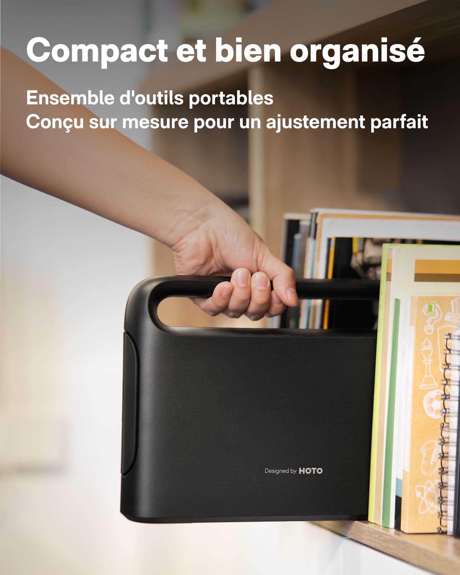 HOTO Kit d'outils 40 pièces - Malette outils complète avec tournevis électrique (LED, 3 couples), 14 outils & 26 accessoires，Caisse à outil complete et compacte pour bricolage et réparations，DIY