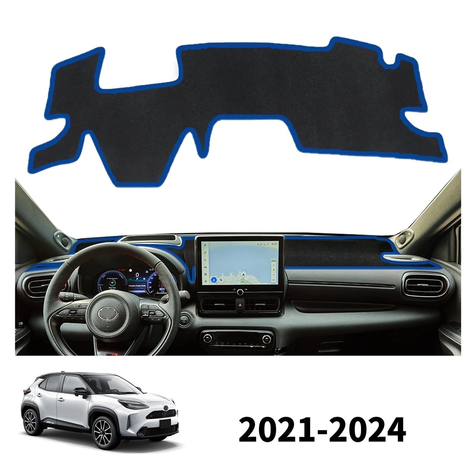 Couverture Tableau Tapis Tableau Bord Pour Toyota Pour Yaris Pour Cross XP210 2021-2024 2009-2014 Accessoires Protection Solaire Coussin Tapis Tableau Voiture(LHD RED HUD)