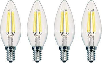 Satco S9961/04 C11 Decorative LED Filament Light Bulb, 60W-Replacement, 5.5W, 3000K, 4-Pack