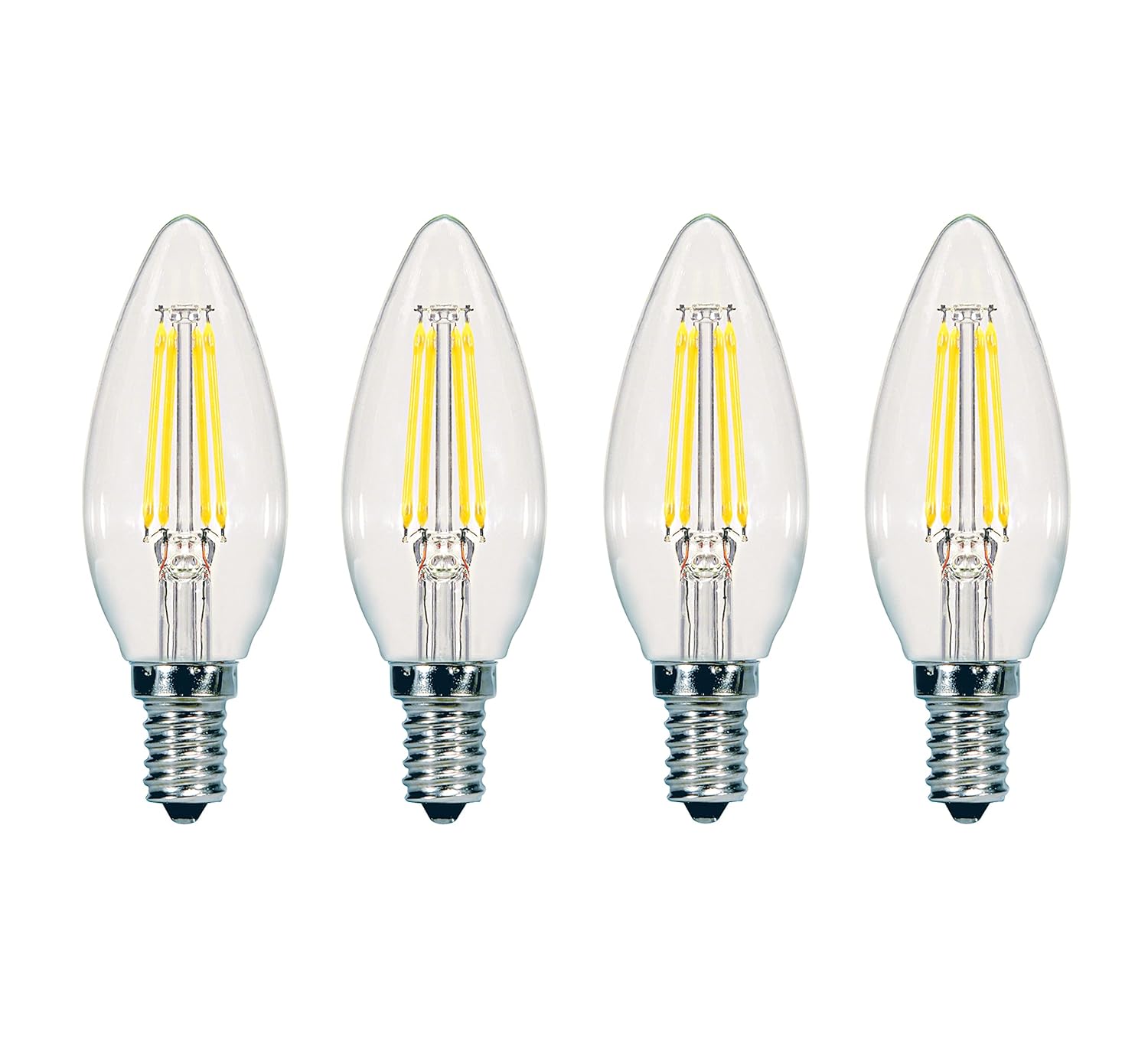 Satco S9961 04 C11 Decorative LED Filament Light Bulb 60W-Replacement 5 5W 3000K 4-Pack