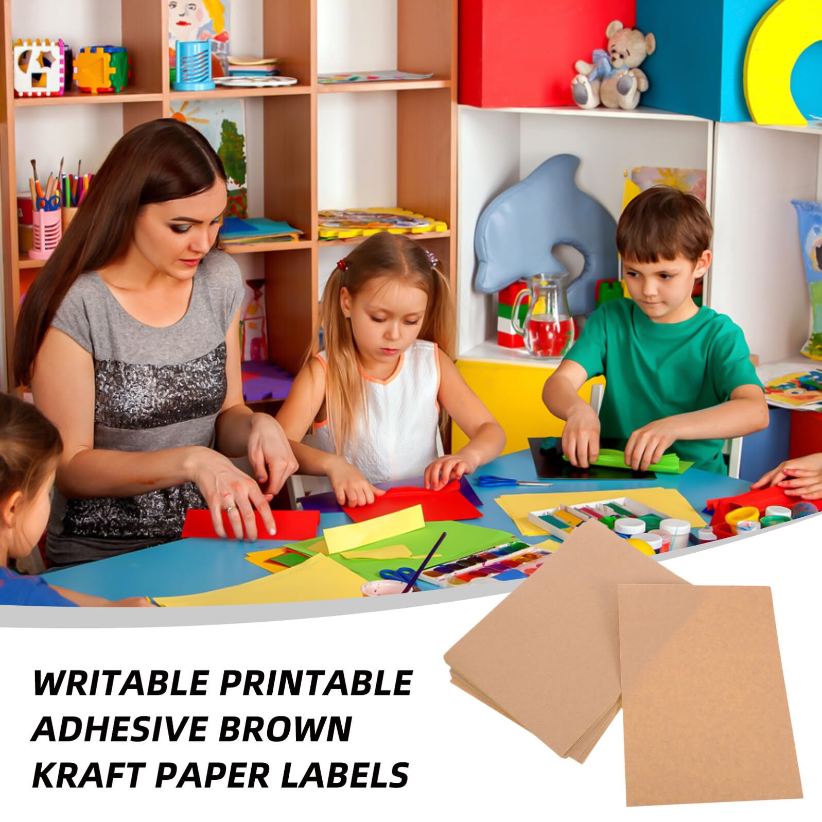 MAGICLULU 50fogli Etichette Adesive in Carta Kraft Formato Scrivibili e Stampabili Autoadesive Per Etichettatura Fai Da Te e Organizzazione