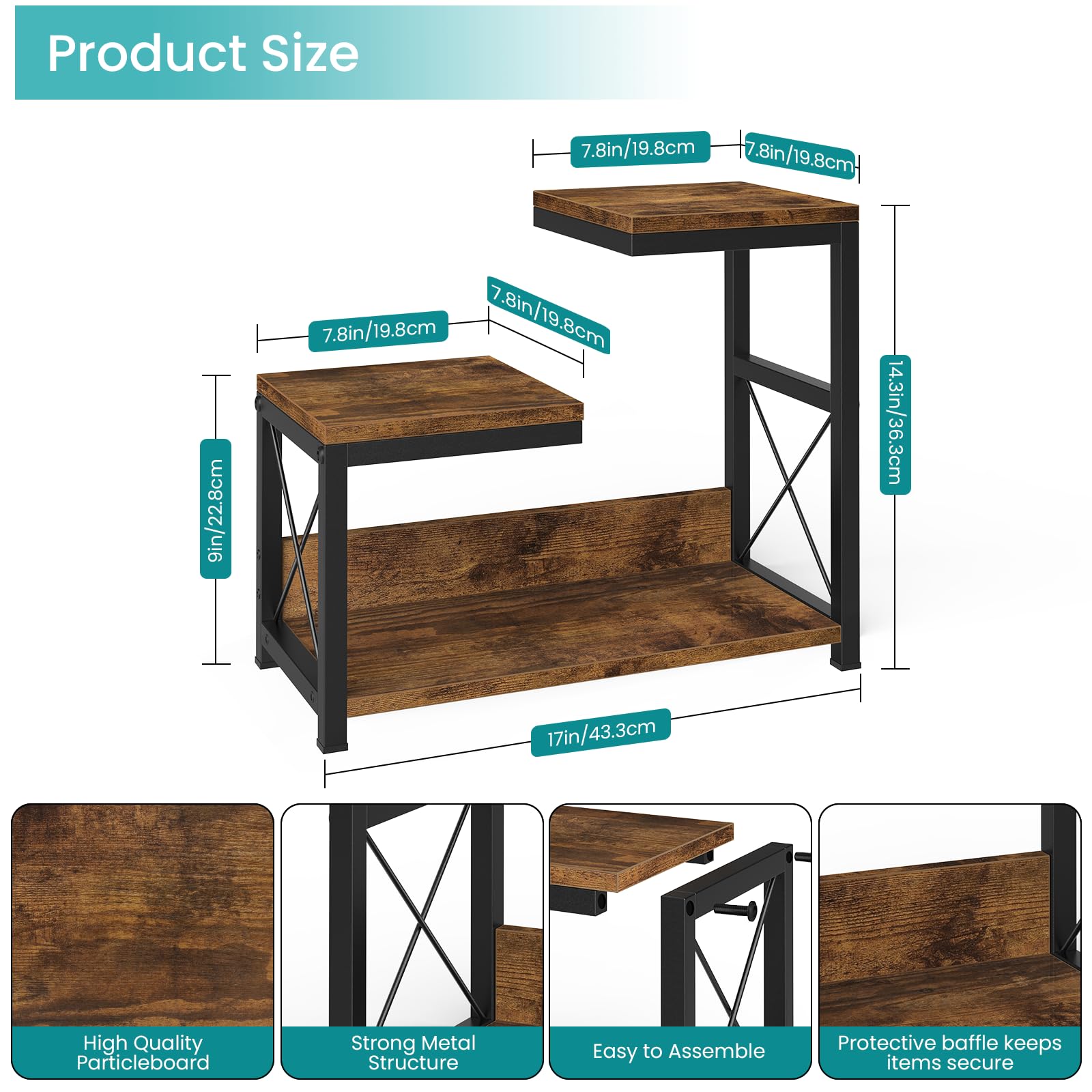 Organizador De Escritorio De 3 Niveles De Madera - Estante Independiente Marrón Rústico - Para Oficina, Dormitorio, Almacenamiento