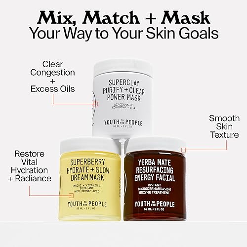 Miniatura 8 de Youth To The People Superclay Purify  Clear Power Mask - BHA ácido salicílico  máscara facial de arcilla de niacinamida para ayudar a limpiar los