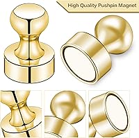 Vista 2 de Imanes para refrigerador, 20 unidades, imanes tipo chincheta de metal, dorados, ideales para pizarras blancas, oficinas, aulas o mapas