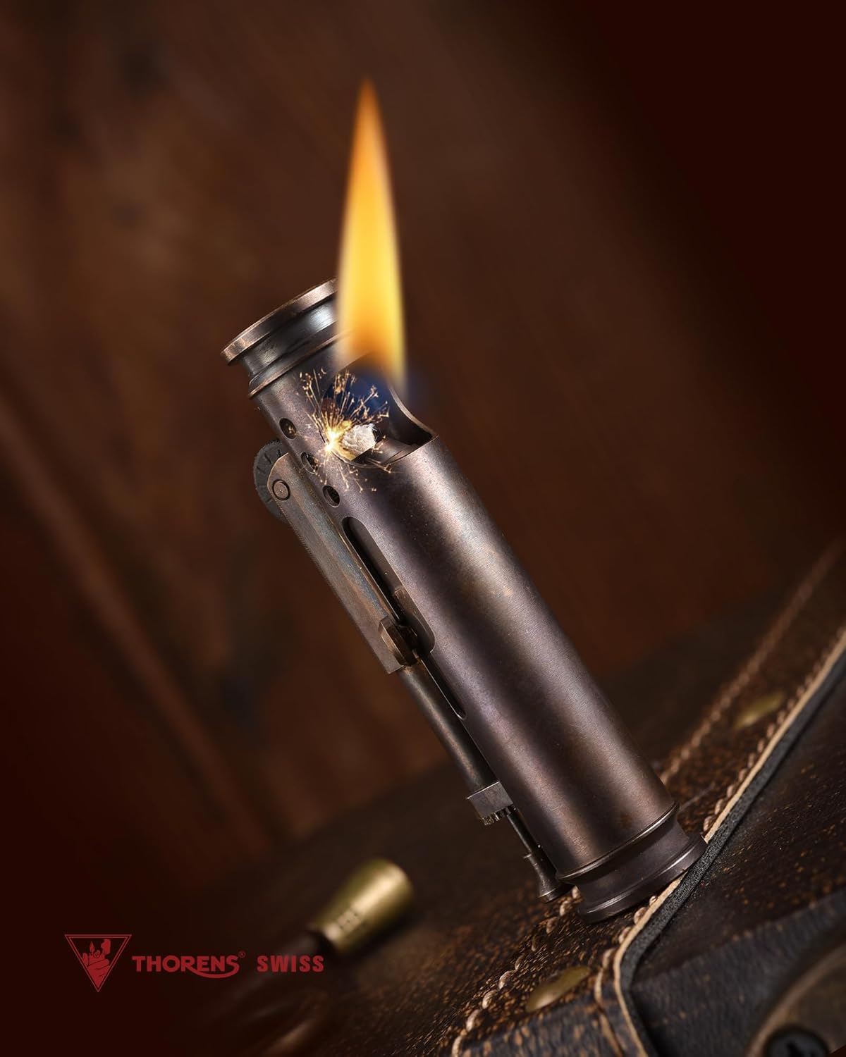 Windproof Classic Vintage Trench Lighter, Refillable Brass Kerosene Lighters,Detachable Fuel Chamber, Grinding Wheel, Fluid Lighter,Seal,Retro, for Soldier,Thorens Battle Soul​