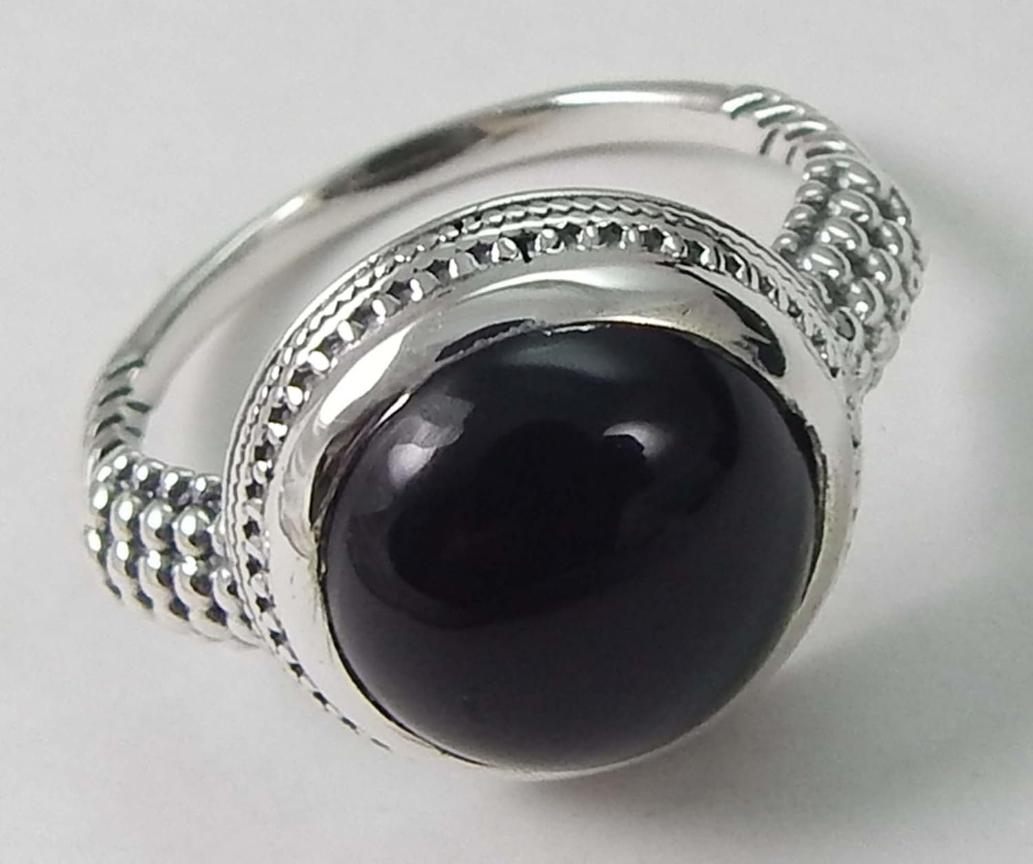 925 Solid Sterling Silver Handmade Natural Gemstone Black Onyx Ring Dotted & Rope Vintage Ring Cocktail Ring Black Onyx Ring Jewelry Everyday Gift