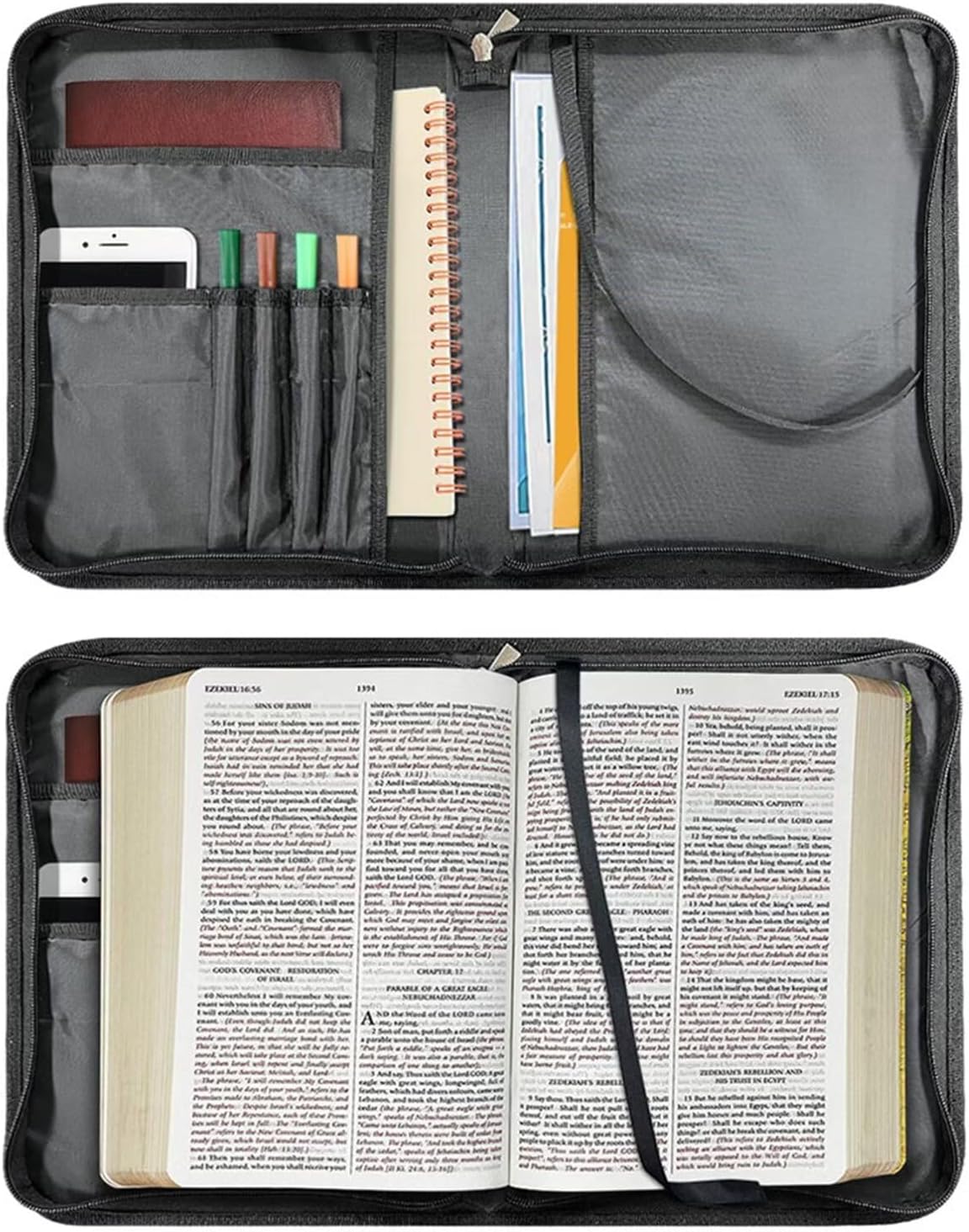 Kuiaobaty You are Wonderfully Print Leather Bible Covers with 2pcs Bookmark Bible Holder for Women Men Bible Case Storage Organizer with Handle Bible Bag Journal Case Bible Carrying Carrier 2XL