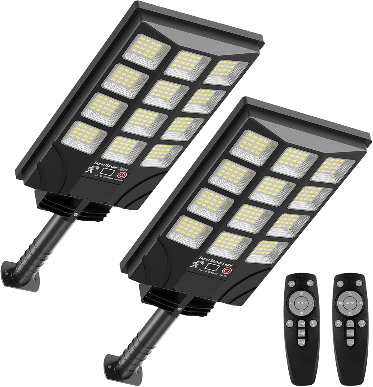 Photo voltaic Road Lights Outside Movement Sensor, 6500K Nightfall to Daybreak LED Photo voltaic Flood Gentle, Waterproof Safety Gentle for Exterior Backyard Yard Parking Lot, 2PCS