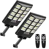 Solar Lights Outdoor Motion Sensor, 6500K Dusk to Dawn LED Solar Street Light with Remote Control, IP65 Waterproof Solar Flood Lights for Outside Garden Yard,2PCS