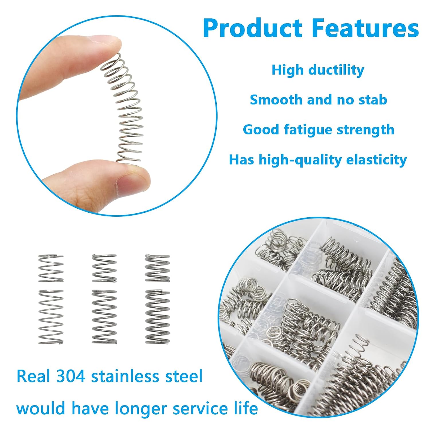 BDS-HOME 240pcs Compression Springs Assortment Kit, 15 Different Sizes Stainless Steel Springs for Shop and Home Repairs in Individual Boxes