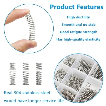BDS-HOME 240pcs Compression Springs Assortment Kit, 15 Different Sizes Stainless Steel Springs for Shop and Home Repairs in Individual Boxes