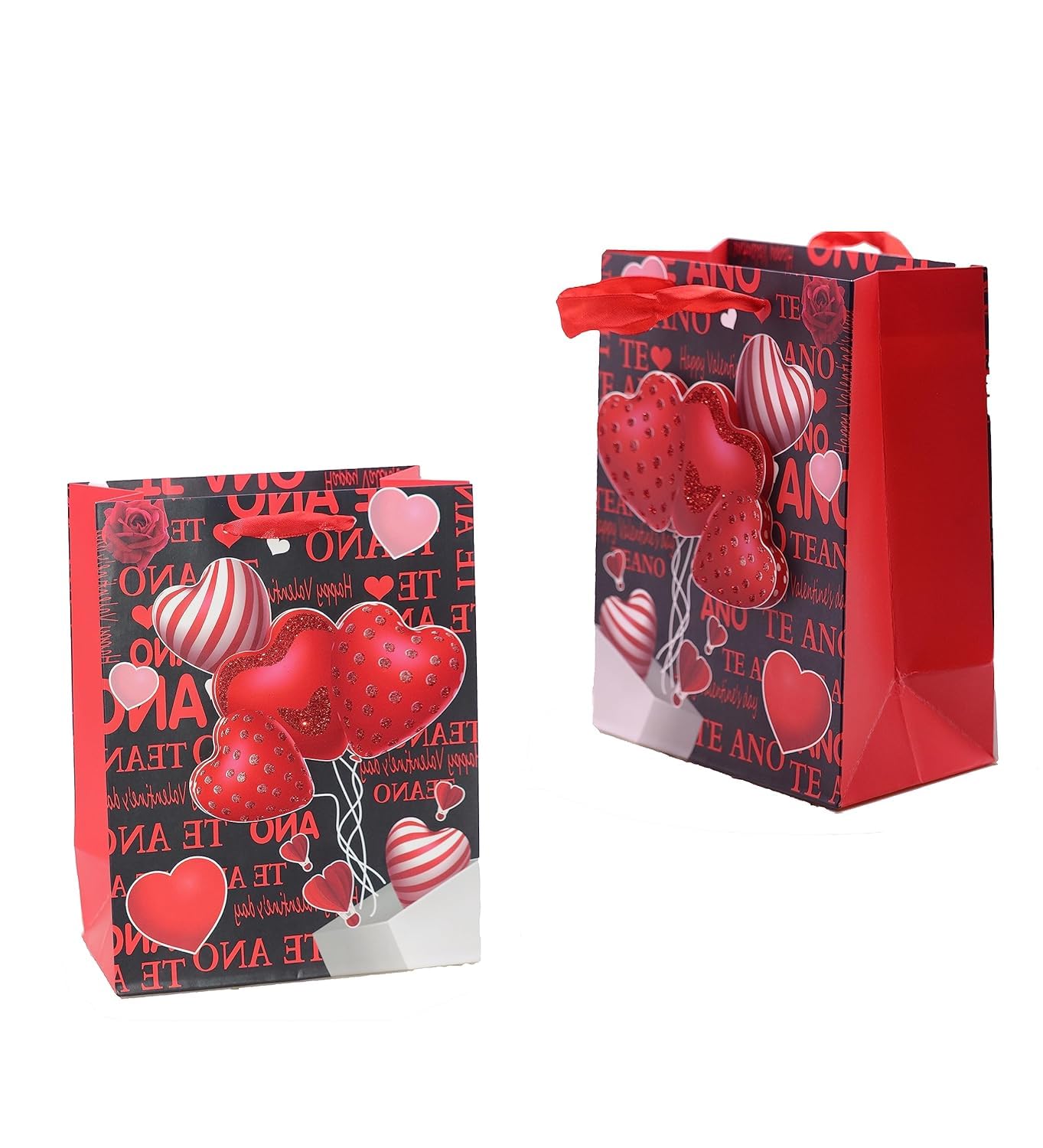 NESTIC 3D Multi Valentine’s Day Rose Love Cardboard Gifts Paper Bags for Gifting People with Rich Taste on Collage/School/Anniversary/Birthday Parties and Wedding Candy Bag(Set of 4)