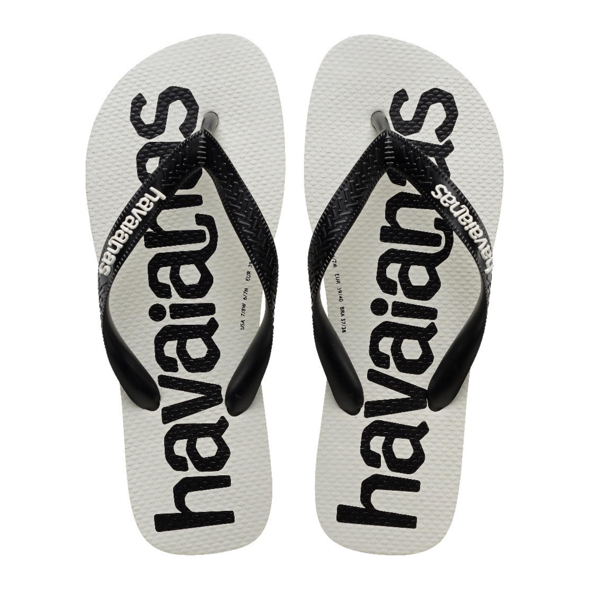 Havaianas Top Logomania 2 Unisex Adults FlipFlop White/Black/White 6.5/7 UK
