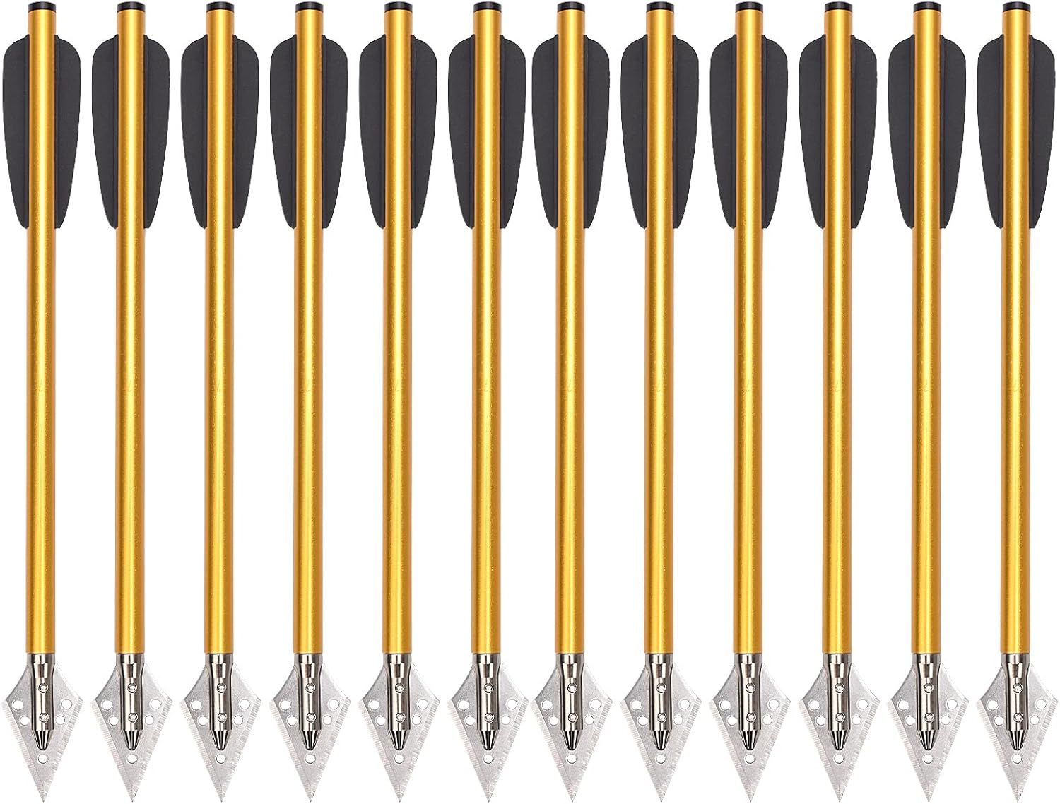 6.3" Pistol Crossbow Bolts, Aluminium Crossbow Arrows, Mini Crossbow Bolts with Steel Broadhead Tips for 50-80lbs Pistol Crossbow Precision Target Practicing Shooting and Small Hunting 6/12PCS