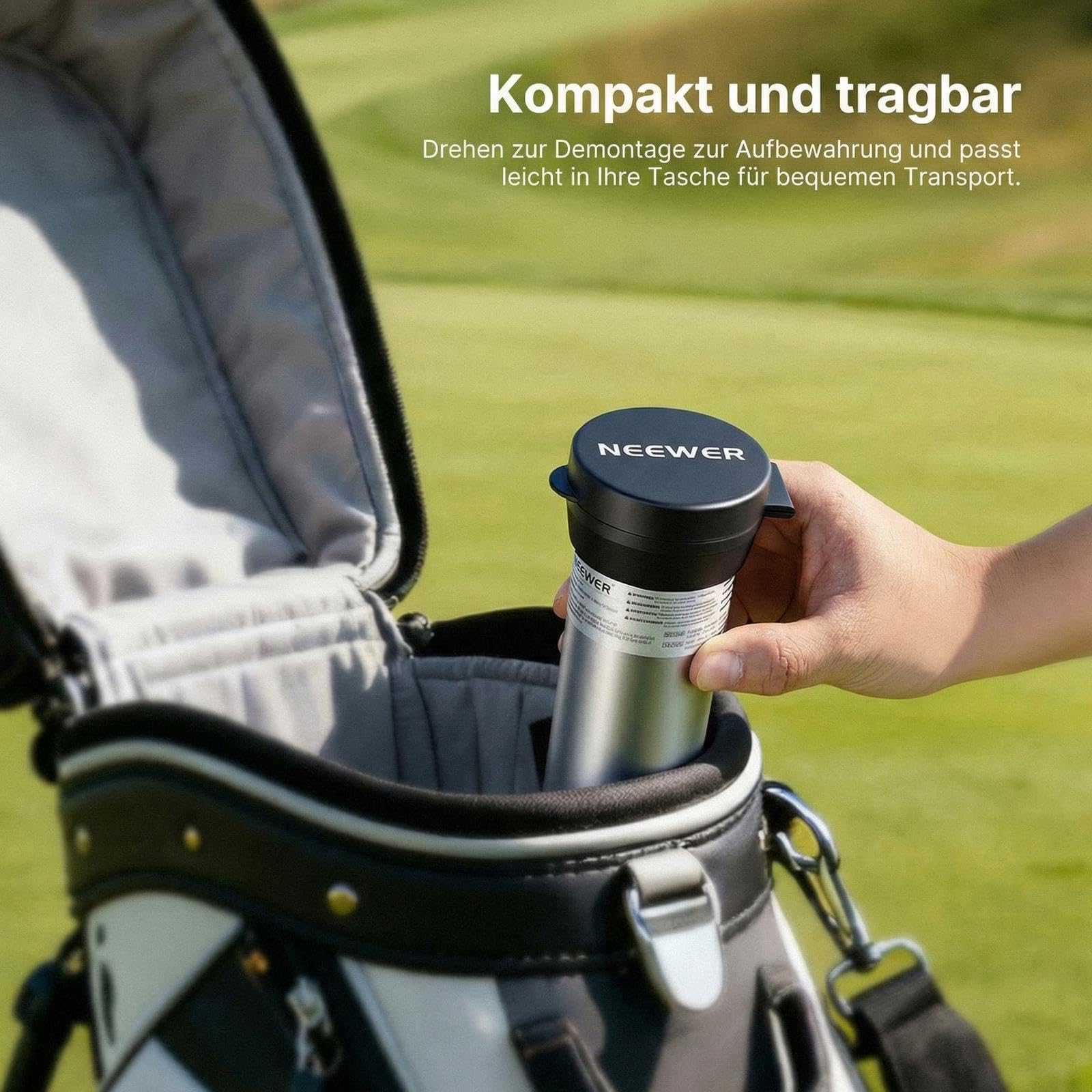 NEEWER Ball Auffangbehälter für Tennisbälle und Picklebälle, Abnehmbarer, mit Stopper und Schultergurt, Aufheben ohne Bücken