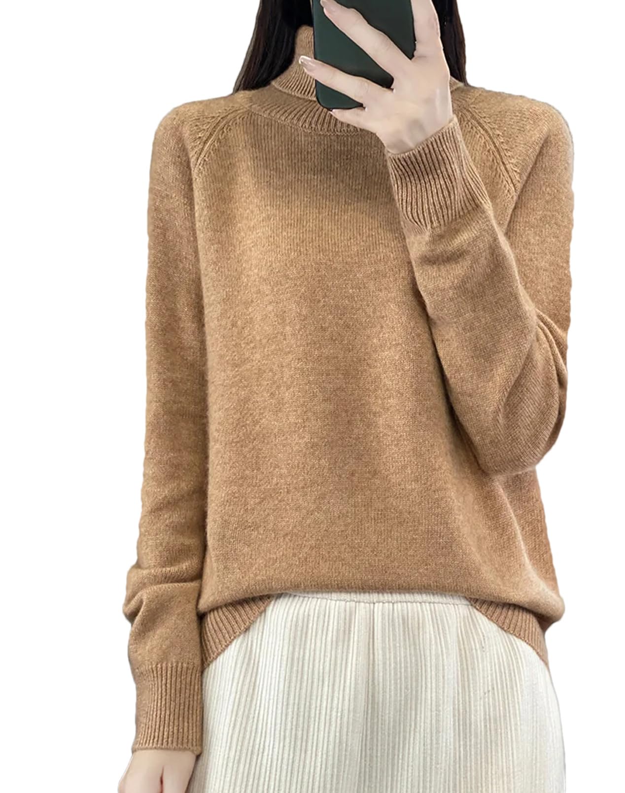 Maglione da donna in cashmere a collo alto in cashmere per autunno e inverno
