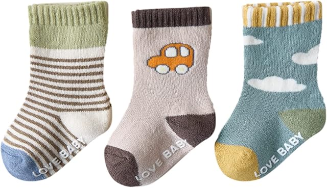 Baby Children's Cotton Hiking Socks for Toddlers Boys Girls Winter Thick Warm Heavy Thermal Cosy Crew Boot Socks 3 Pairs Socks 25-27 Boys