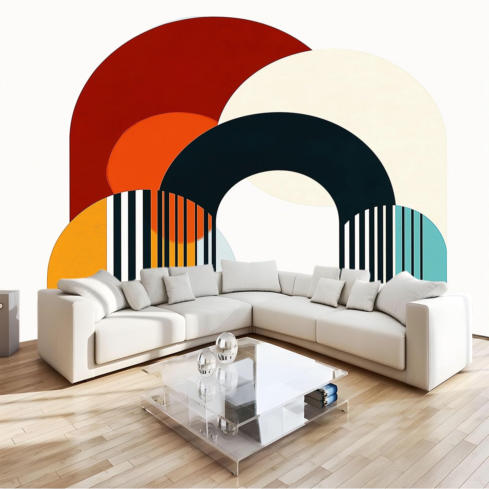 Générique 350 x 256 cm panoramiczna tapeta dla chłopców dziewcząt, czeska abstrakcyjna geometria plakat 3D, dekoracja ścienna premium do salonu, sypialni dorosłych, pokoju dziecięcego beżowy