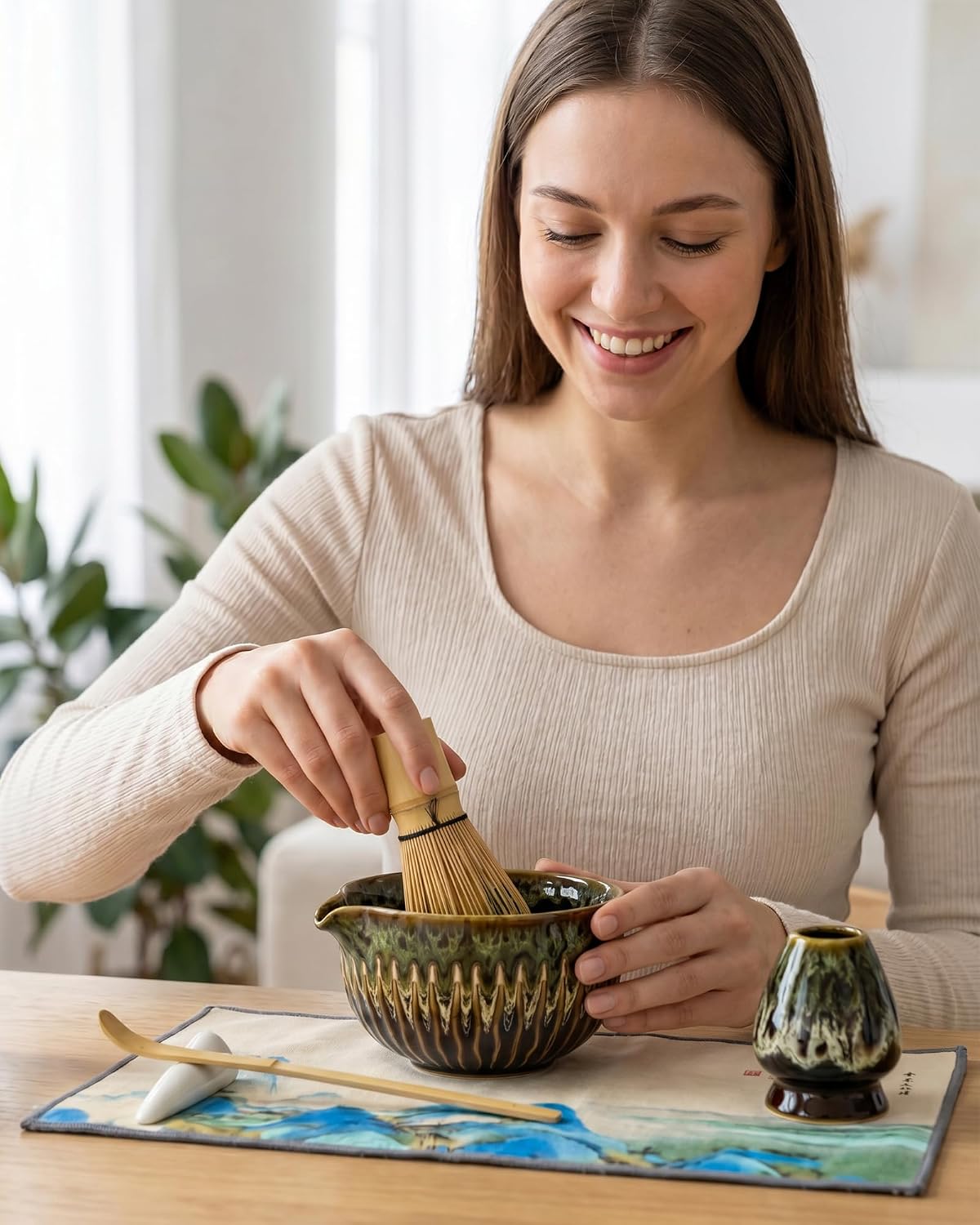 Matcha Whisk Set, Ceramic Tea Kit Includes Bowl