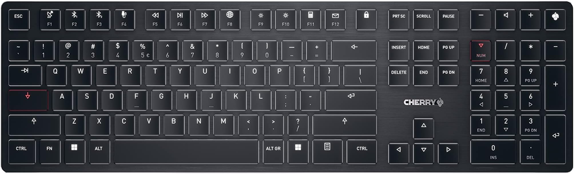CHERRY KW X ULP, Ultra-Flat Mechanical High-End Keyboard, EU Layout (QWERTY), Wireless Multi-Device Keyboard for up to 4 Devices, Rechargeable, Black
